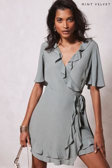 Mint Velvet Green Frill Wrap Dress (450612) | €66