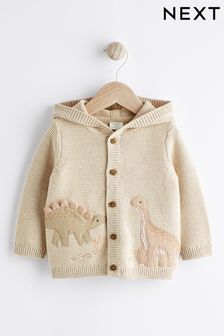 Grey/Black Dinosaur Knitted Baby Cardigan (0mths-2yrs) (450618) | ￥3,120 - ￥3,470
