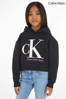 Czarna dziewczęca bluza z kapturem Calvin Klein z monogramem (450655) | 252 zł