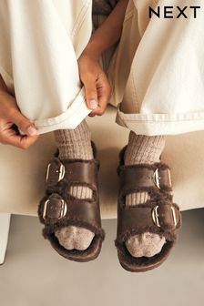 Brown Foot Bed Flat Sandals Next Oman