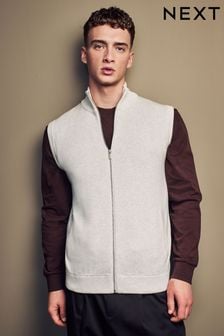 لون محايد - Knitted 100% Cotton Zip-through Gilet (451267) | 16 ر.ع