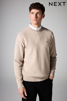 Mens Natural Jumpers Natural Crew V Neck Jumpers Next Luxembourg