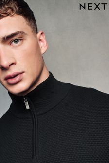 Mens Black Zip Neck Jumpers Next Oman