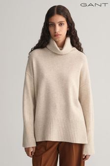 pulover iz volne in kašmirja z zavihanim ovratnikom Gant Lounge (451519) | €100