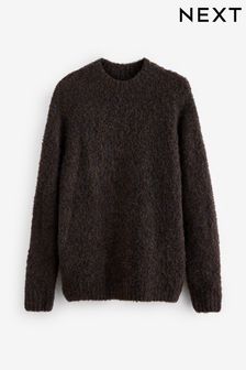 חום - Bouclé Texture Crew Jumper With Wool (451531) | ‏131 ‏₪