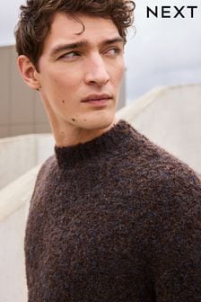 Brown Relaxed Fit Bouclé Texture Crew Jumper With Wool (451531) | $59