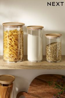 Glass Storage Jar With Wooden Lid (451645) | kr90 - kr180