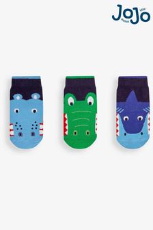 JoJo Maman Bébé Navy Boys' 3-Pack Snappy Water Creature Socks (451989) | €15