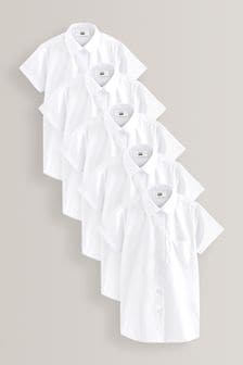 White Regular Fit 5 Pack Short Sleeve School Shirts (3-18yrs) (452071) | KRW44,800 - KRW72,600