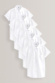 White Regular Fit 5 Pack Short Sleeve School Shirts (3-18yrs) (452071) | €30 - €48