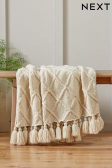 Light Natural Chunky Cable Knit Throw (452193) | MYR 292 - MYR 487