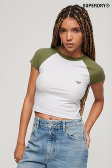 SUPERDRY Green Crop Baseball Top (452290) | AED100