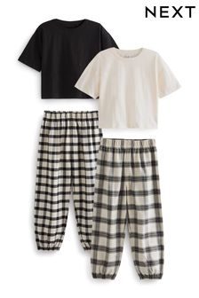 Black/White Cotton Woven Check Pyjamas 2 Pack (3-16yrs) (452379) | HK$227 - HK$288