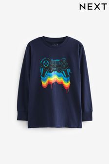 Navy Rainbow Gaming Long Sleeve Graphic T-Shirt (3-16yrs) (452698) | 35 QAR - 59 QAR