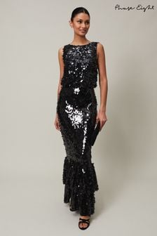 Phase Eight Black Sequin Elena Tiered Maxi Dress (454006) | €318