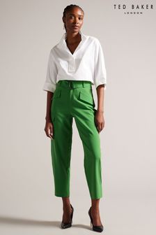 Ted Baker Gracieh Green High Waisted Belted Tapered Cargo Trousers (454232) | 191 €