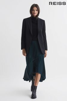 Reiss Teal Inga Satin High Rise Midi Skirt (454542) | €229