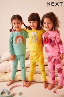 Leuchtende Farben/Motiv - 3er-Pack langärmelige bedruckte Pyjamas (9 Monate bis 12 Jahre) (454743) | 41 € - 50 €