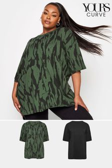 Yours Curve Green Boxy T-Shirts 2 Packs (455036) | INR 4,328