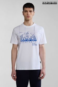 Napapijri Frame Graphic Logo White Short Sleeve T-Shirt (455103) | KRW64,000