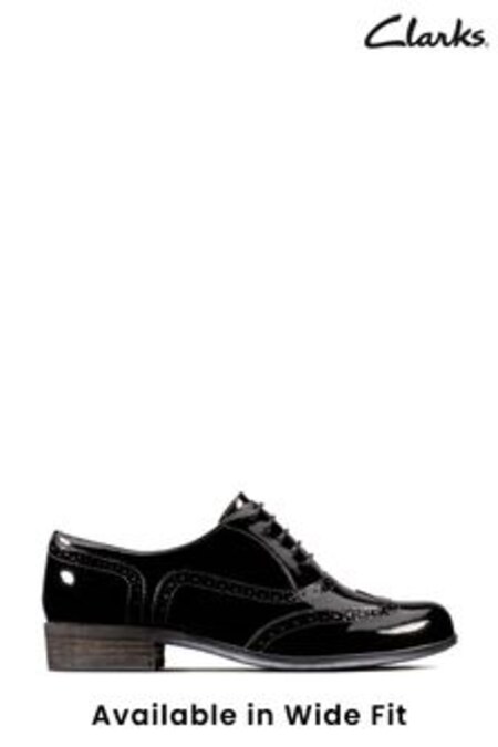 Clarks Black Patent Hamble Oak Wide Fit Shoes (455389) | 94 €