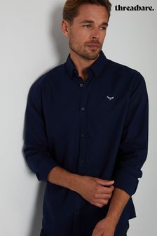 Темно-синий - Threadbare Оксфордская хлопковая рубашка с длинными рукавами (455552) | €33