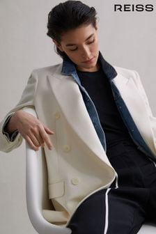 Белый - Двубортный шерстяной пиджак Reiss Mabel Modern Fit (455585) | €499