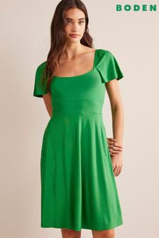 Zelena - Kratka obleka iz džersija s kvadratnim izrezom Boden (455804) | €55