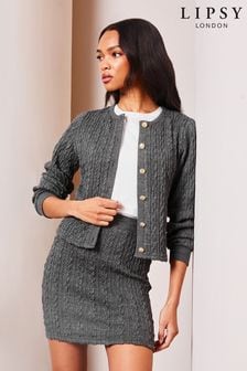 Lipsy Grey Petite Cable Knit Cardigan (456180) | ₪ 133