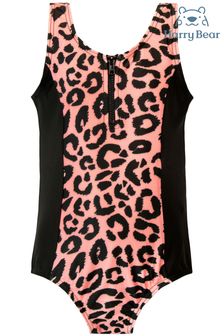 Harry Bear Leopard Print Girls Leopard Swimsuit
