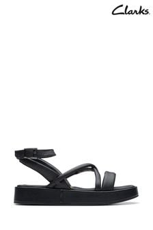 Clarks Black Leather Alda Cross Sandals (456513) | €107