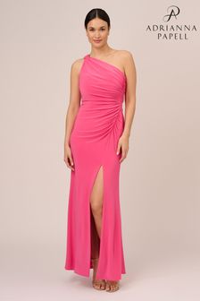 Розовое трикотажное платье на одно плечо Adrianna Papell (457385) | €260