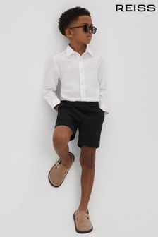 Reiss Navy Kin Senior Slim Fit Linen Adjustable Shorts (457962) | KRW94,500