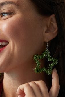 Green Christmas Star Tinsel Earrings (458000) | €3