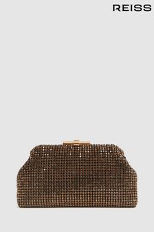 Reiss Gold Adaline Embellished Clutch Bag (458123) | $360