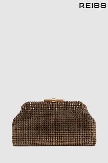 Reiss Gold Adaline Embellished Clutch Bag (458123) | $262