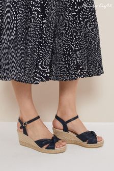 Phase Eight Blue Leather Knot Front Espadrille Shoes (458831) | $218