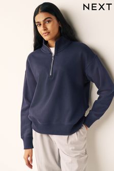 Marineblau - Basic-Sweatshirt mit RV-Kragen (459493) | 20 €