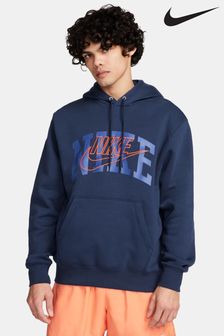 Albastru - Hanorac tip pulover din fleece cu spate periat Nike Club (459711) | 418 LEI