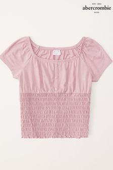 Abercrombie & Fitch Pink Smocked T-Shirt (460160) | $52