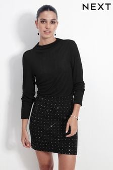 Black Diamond Ponte Jersey Mini Skirt (461098) | DKK152