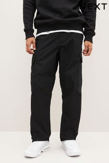 Black Relaxed Fit Ripstop Cargo Trousers (461155) | kr570