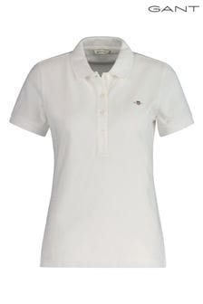 GANT Shield Cap Sleeve Piqué White Polo Shirt (461173) | SGD 135