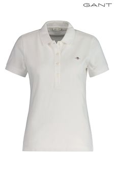 GANT Shield Cap Sleeve Piqué White Polo Shirt