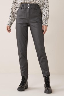 Black Coated - Elasticated Waist Tapered Jeans (461519) | kr306