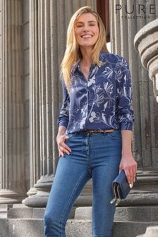 Pure Collection Blue Washed Silk Shirt (462168) | €218