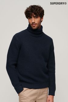 Superdry Blue The Merchant Store Textured Roll Neck Jumper (462243) | SGD 165