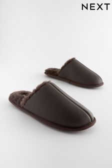 Brown Faux Fur Lined Mule Slippers (462339) | AED83