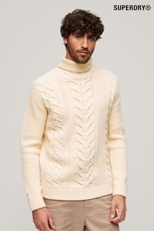 Superdry White The Merchant Store Cable Roll Neck Jumper (462369) | €123