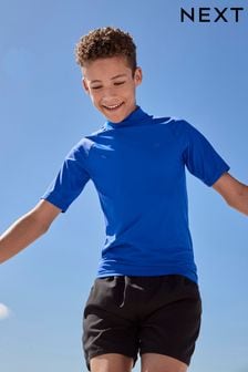 כחול עז - חולצת שחייה להגנה מפני השמש עם שרוולים קצרים (גילאי ‪1.5-16‬​​​​​​​) (462821) | ‏31 ₪ - ‏62 ₪